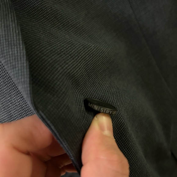 Ministry of Supply Suit Jacket SZ 42 Reg Elegant Navy Blue Check Pattern Stretch - Picture 6 of 13